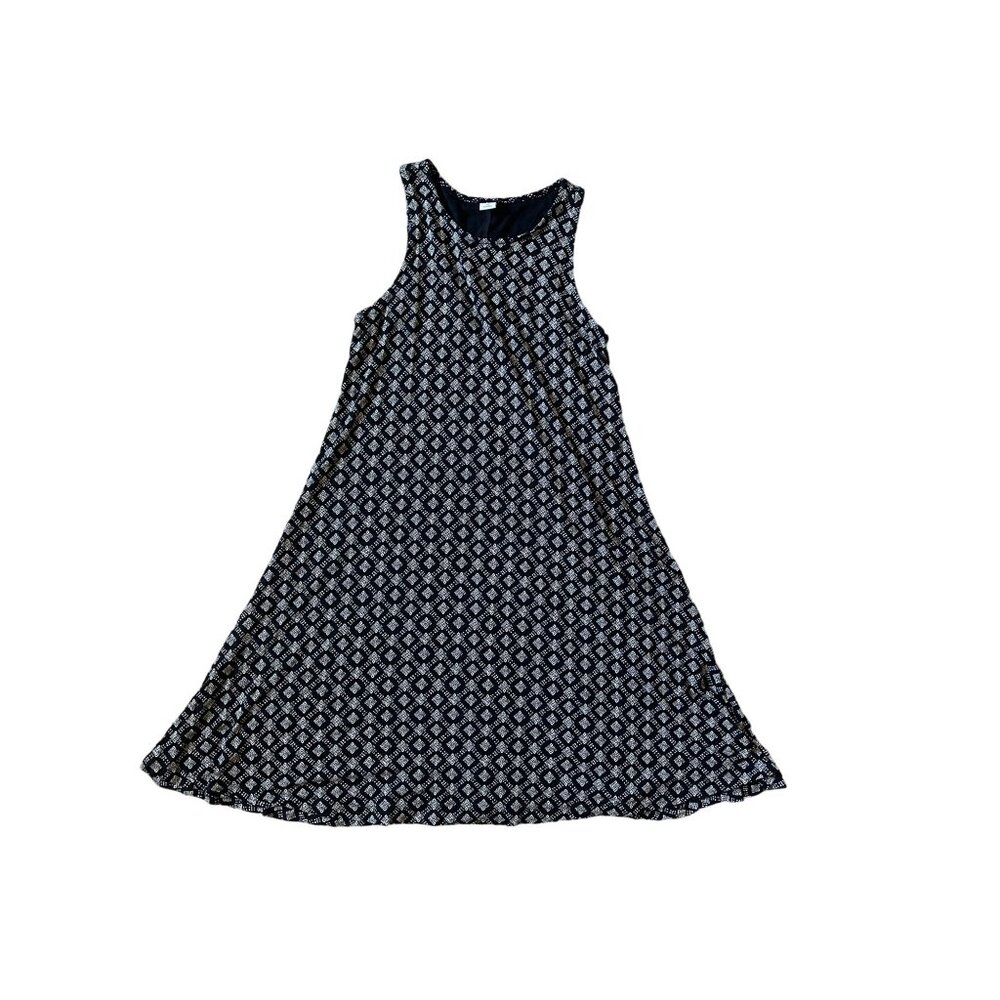 Old Navy Jersey-Knit Sleeveless Swing Dress For Women Black Geo Geometric Print